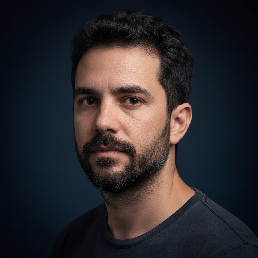 Antes — barba irregular, costeletas falhadas